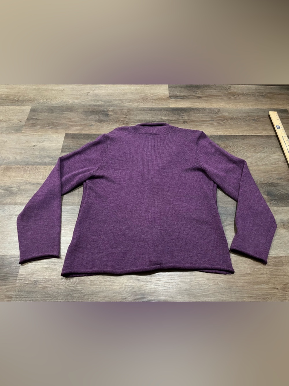 Eileen Fisher Merino Wool Shawl Collar Cardigan | Plum | Petite Large - Picture 2 of 9